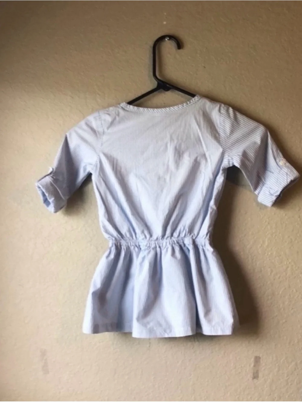 Carter’s Shirt Girls Kids Light Blue Stripe Roll Sleeve Casual Blouse Top Sz 5